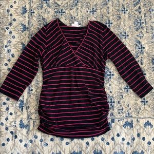 Oh! Mamma Striped V-Neck Maternity Top